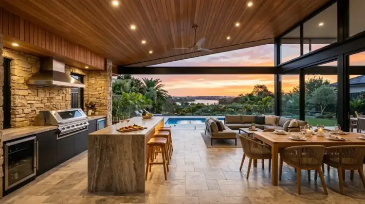 Alfresco Paving and Travertine Outdoor Kitchen Perth